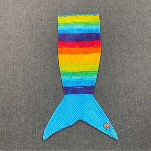 Rainbow Striped Mermaid Tail Blanket - Bright Multicolor